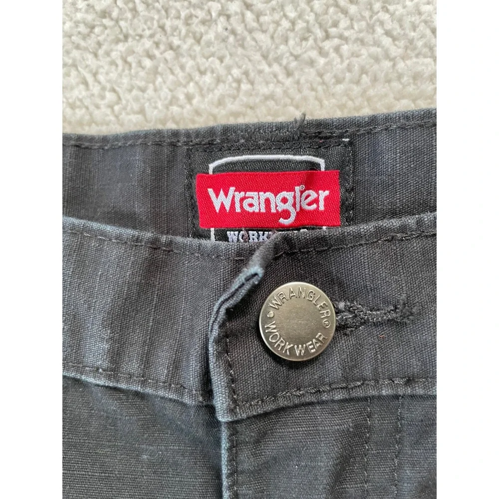 Wrangler Mens 32x32 Workwear Cargo Pants Black Ripstop Utility Pockets 10WMWR1BL